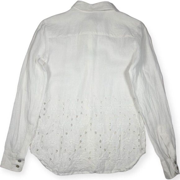 Fedeli‎ Linen Blouse Top Floral Embroidered White Made in Italy Size 40 - Picture 2 of 7